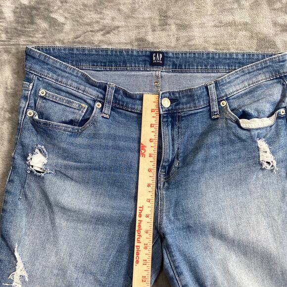 Gap Bermuda Denim Shorts Men's Size 31 Blue Jorts Distressed Longer 11" - Picture 7 of 9